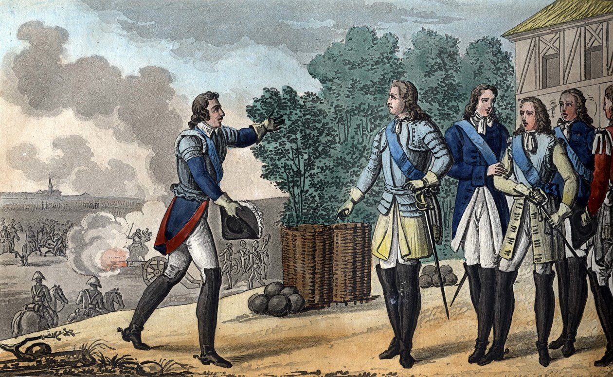 Luigi XV (1710-1774). Il Re e il Delfino assistono alla battaglia di Fontenoy, che fu molto importante per l