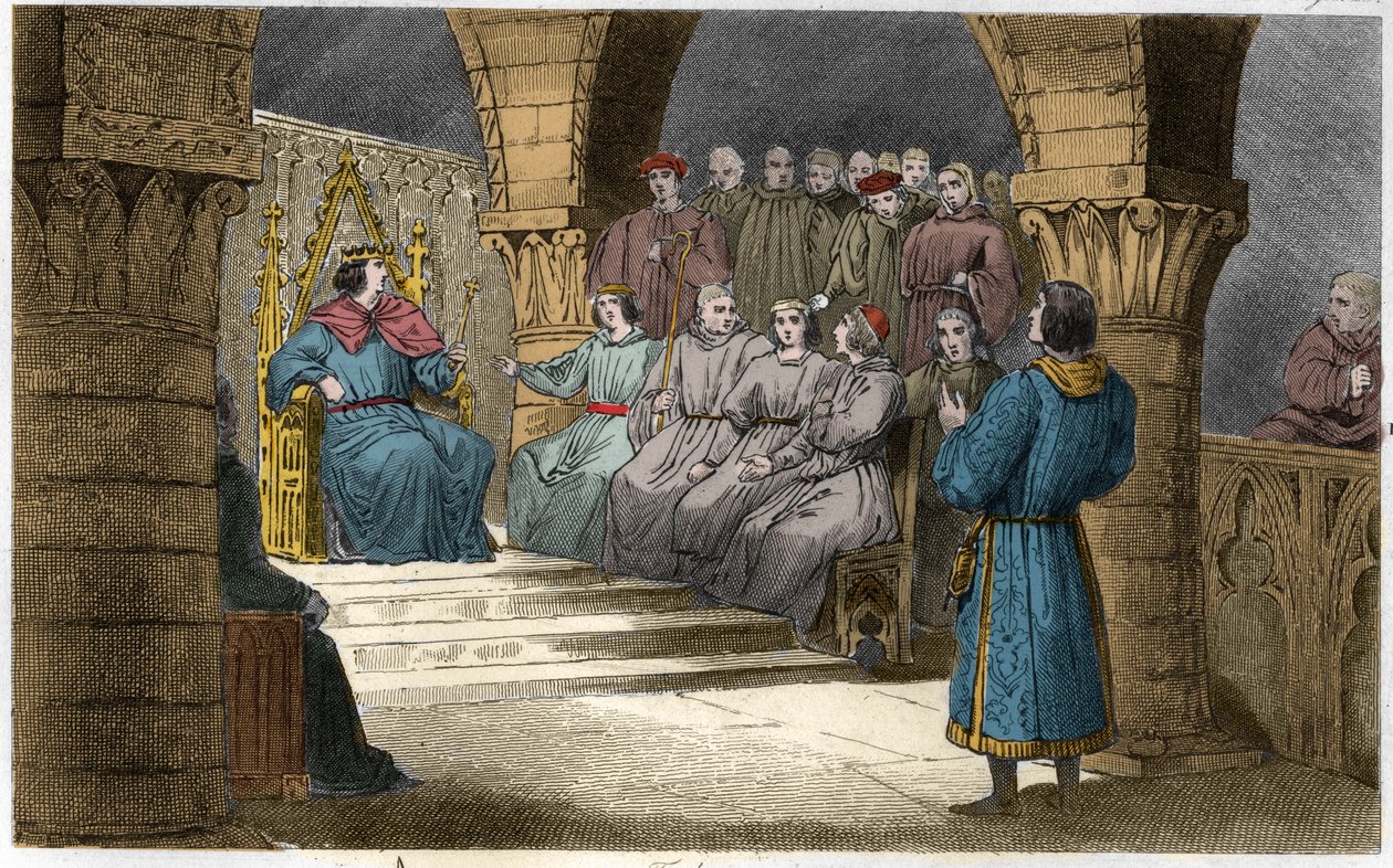 Filippo V (1294-1322) il Lungo e gli Stati Generali respingono le pretese di Jeanne II (legge salica) - Filippo V detto "Le Long" (1294-1322) - Gli Stati Generali, convocati al Louvre, dichiararono Filippo V re ed esclusero dalla corona sua nipote Jeanne da Ambroise Tardieu