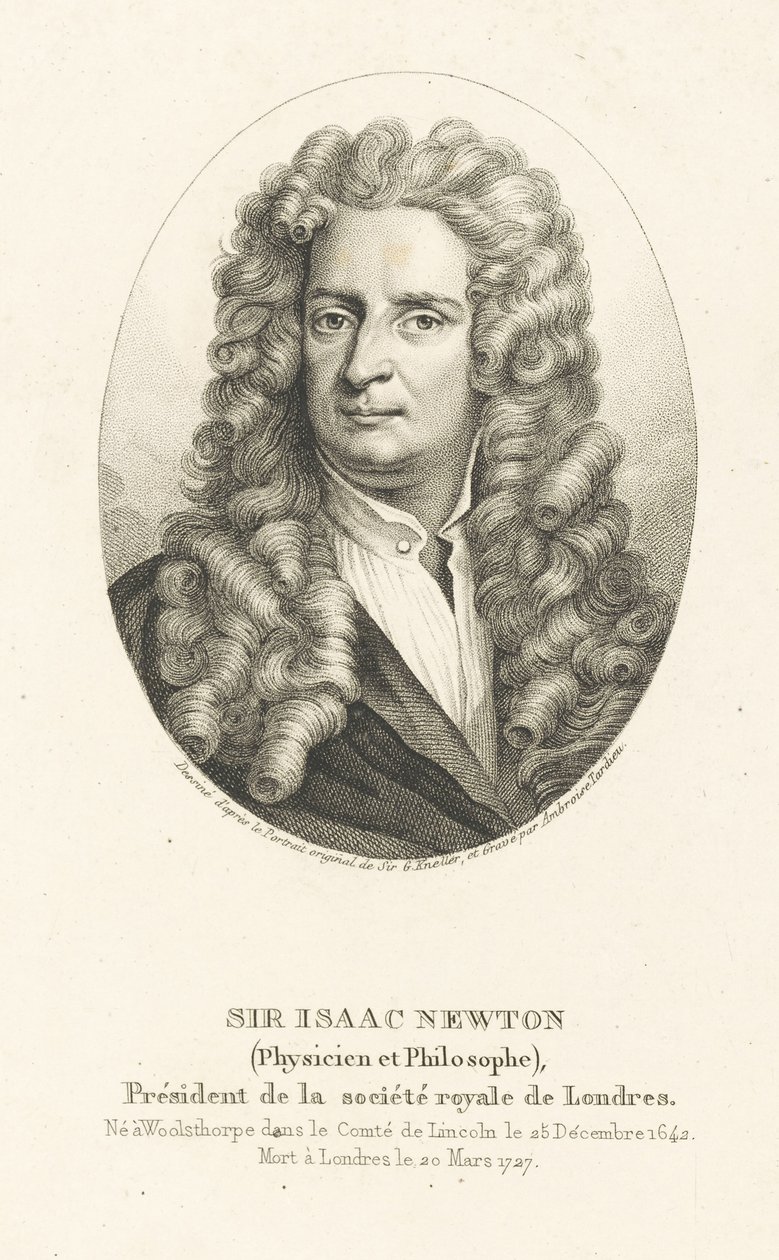 Ritratto di Sir Isaac Newton 1642-1727, c. 1830-1840 da Ambroise Tardieu