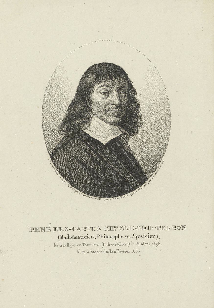Ritratto del filosofo René Descartes da Ambroise Tardieu