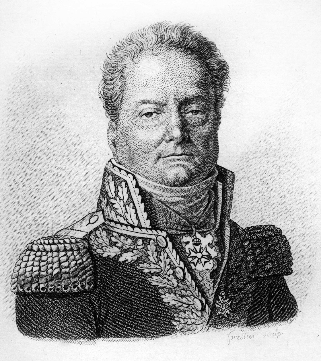 Ritratto di Pierre Margaron (1765-1824), generale francese durante la Rivoluzione e gli Imperi - in "Ritratti dei generali francesi nelle vittorie e conquiste dei francesi". Incisione di Ambroise Tardieu del 1818. Collezione Stella da Ambroise Tardieu
