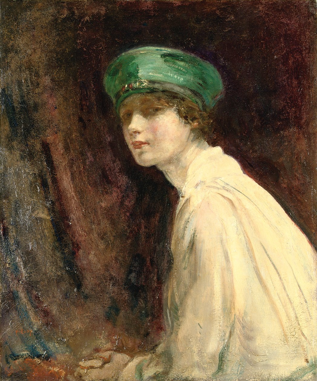 Il cappello verde, un ritratto di Mrs Claude Johnson, 1918 da Ambrose McEvoy