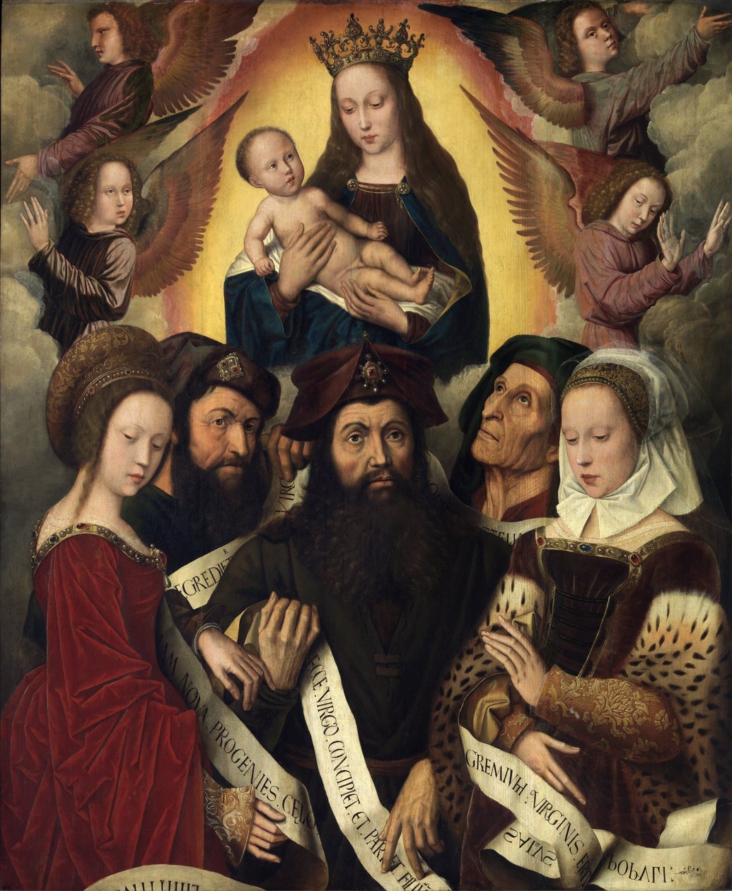 Olandese: Maria con il bambino circondata da angeli, profeti e sibille Deipara Virgo da Ambrosius Benson