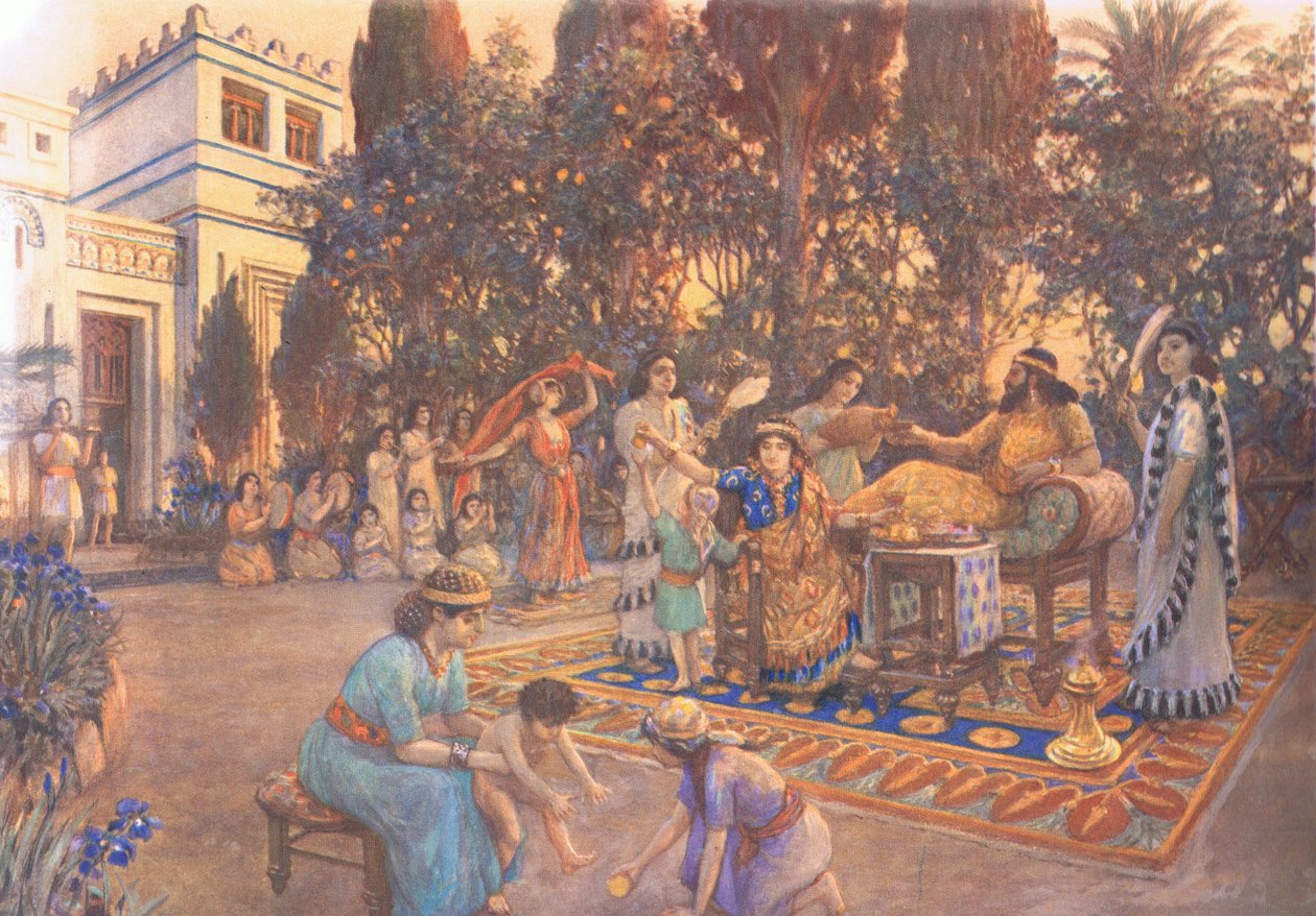 Vita domestica in Babilonia, dai poster scolastici MacMillan, c.1950-60 da Amedee Forestier