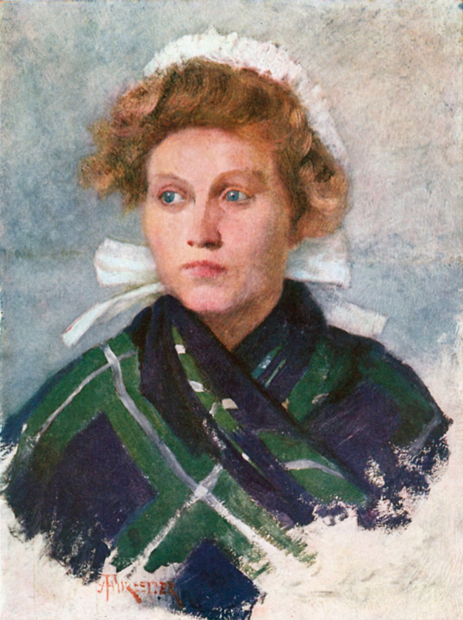 Giovane donna fiamminga (litografia a colori) da Amedee (after) Forestier