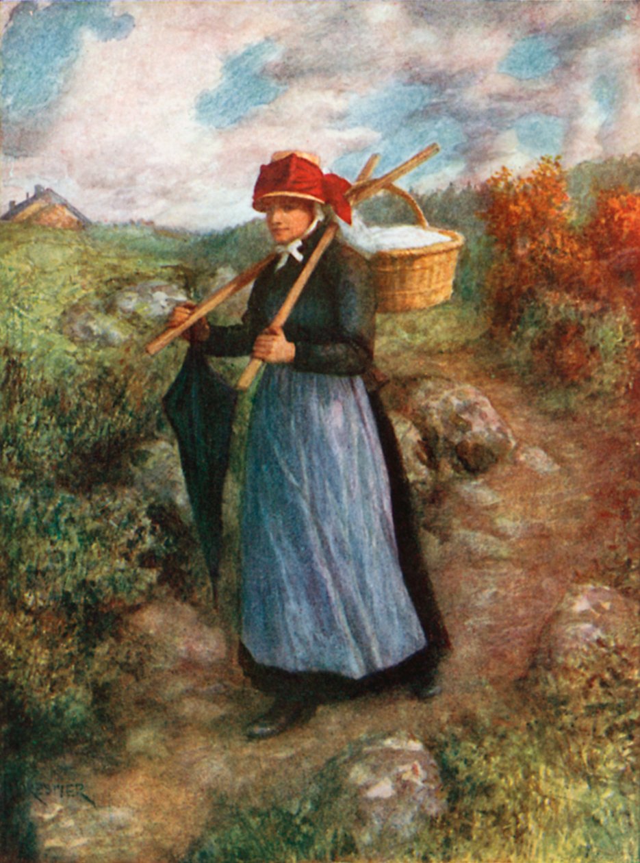 Una contadina delle Ardenne (litografia a colori) da Amedee (after) Forestier