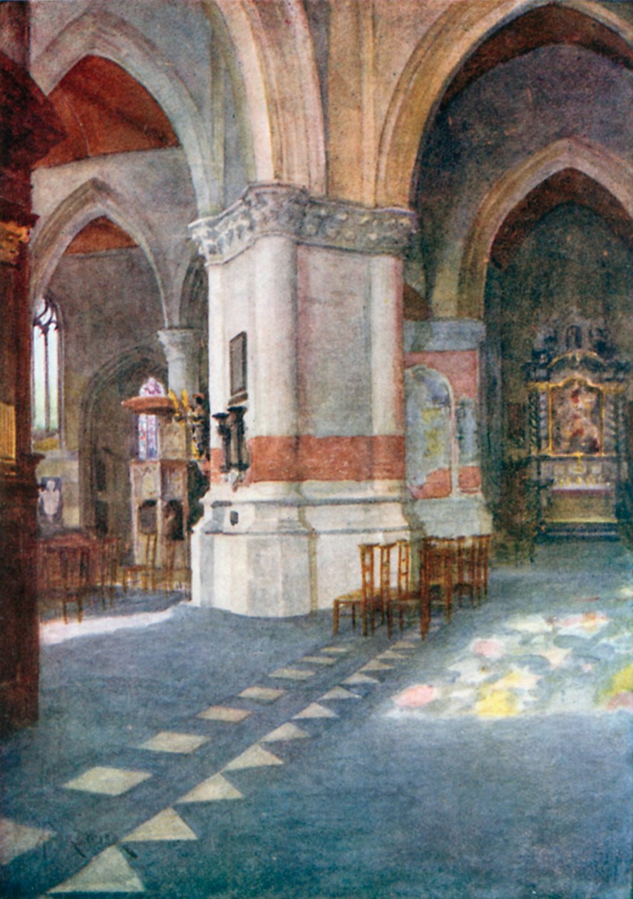 Interno della chiesa di Nieuport (litografia a colori) da Amedee (after) Forestier