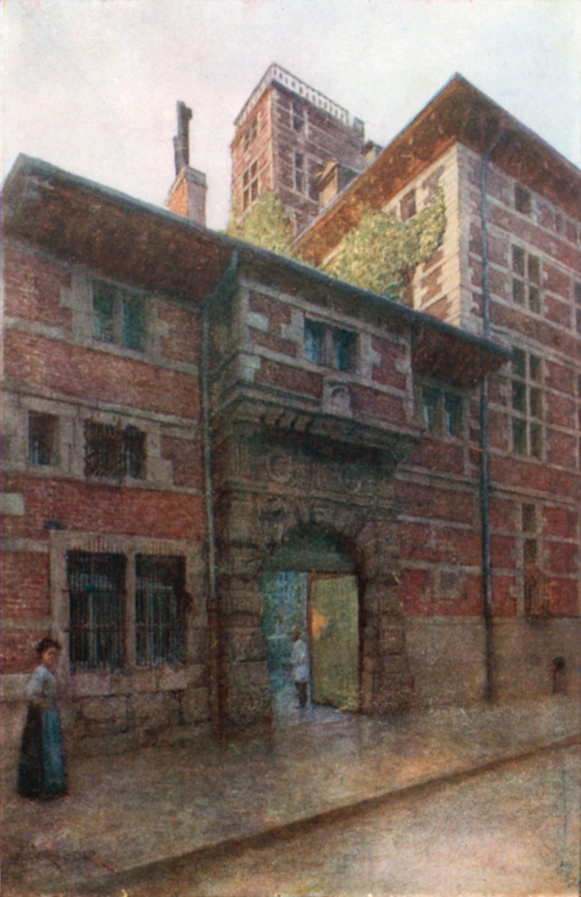 Casa Curtius, Liegi (litografia a colori) da Amedee (after) Forestier