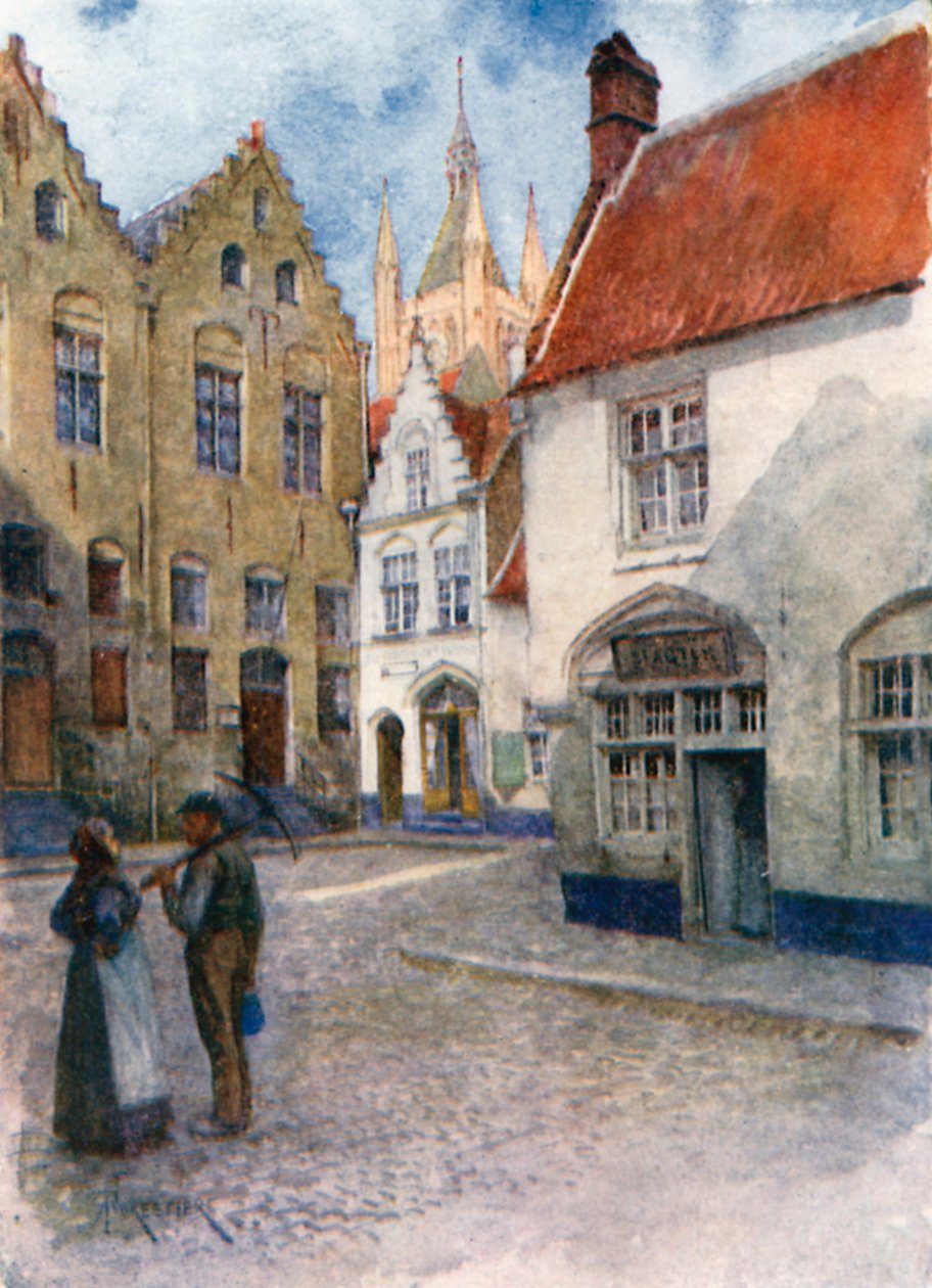 Place du Musee, Ypres (litografia a colori) da Amedee (after) Forestier