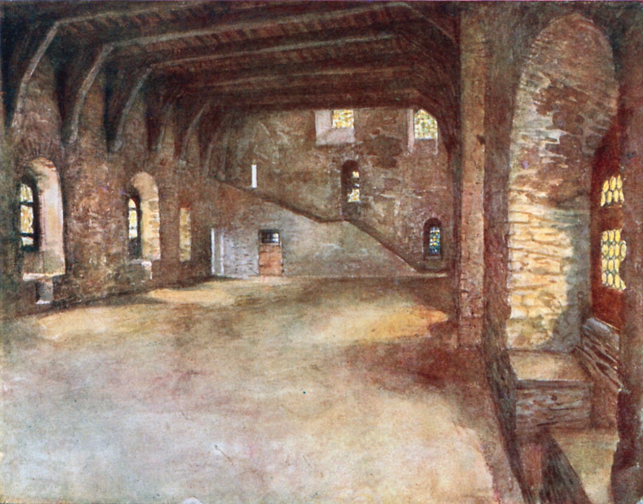 Sala banchetti, Chateau des Comtes, Gand (litografia a colori) da Amedee (after) Forestier