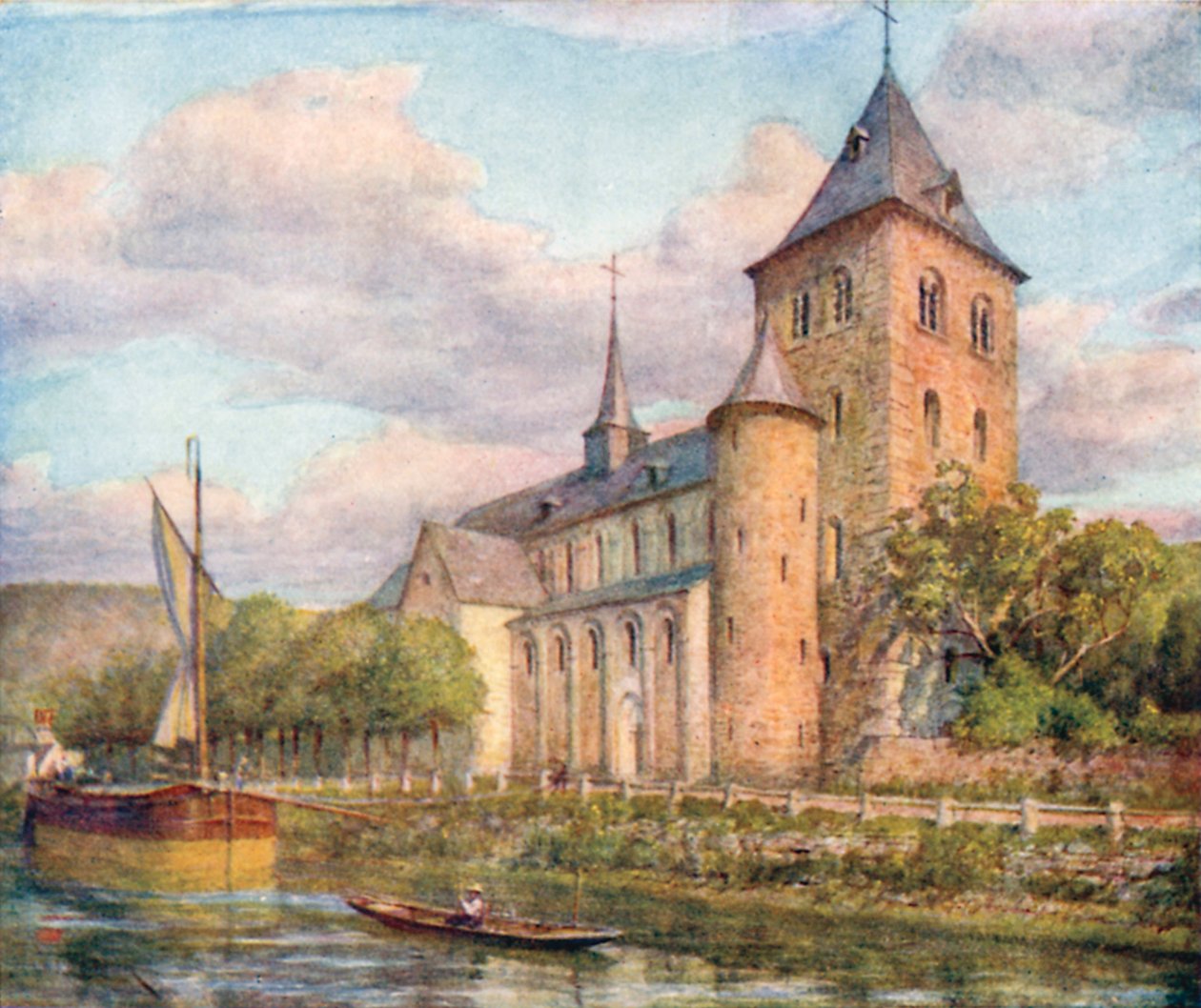 La chiesa romanica di Hastiere (litografia a colori) da Amedee (after) Forestier