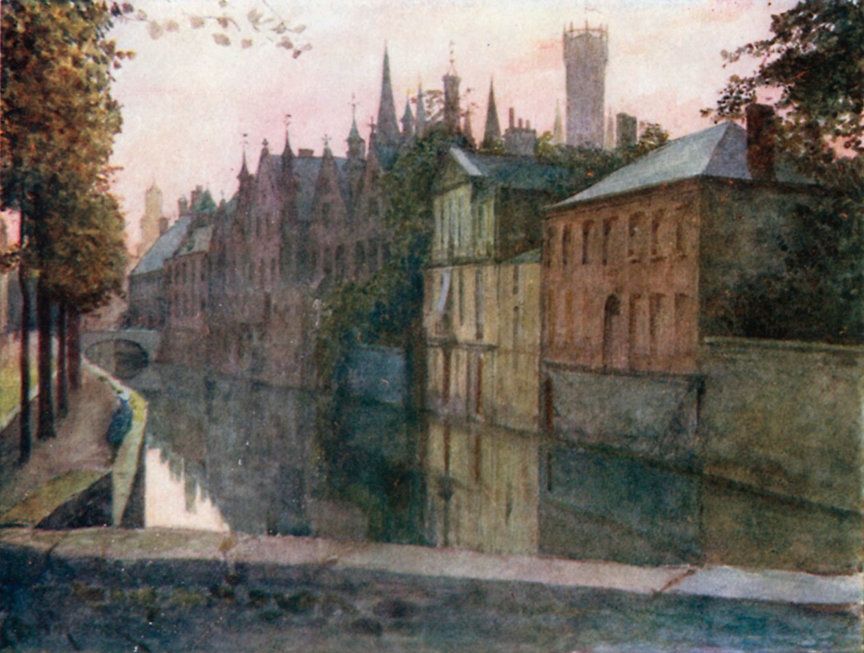 Veduta del Palais du Franc, Bruges (litografia a colori) da Amedee (after) Forestier