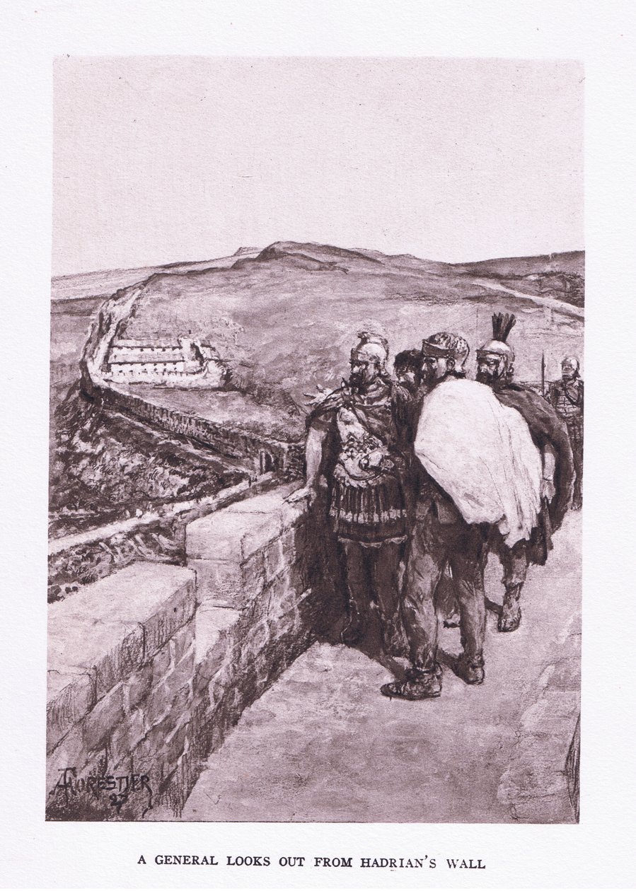 Un generale guarda oltre il Vallo di Adriano, illustrazione da Il Soldato Romano, 1928 da Amedee Forestier