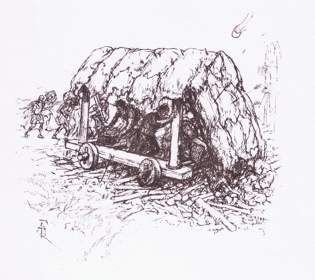 La Tartaruga, una macchina da campo, illustrazione da Il Soldato Romano, 1928 da Amedee Forestier