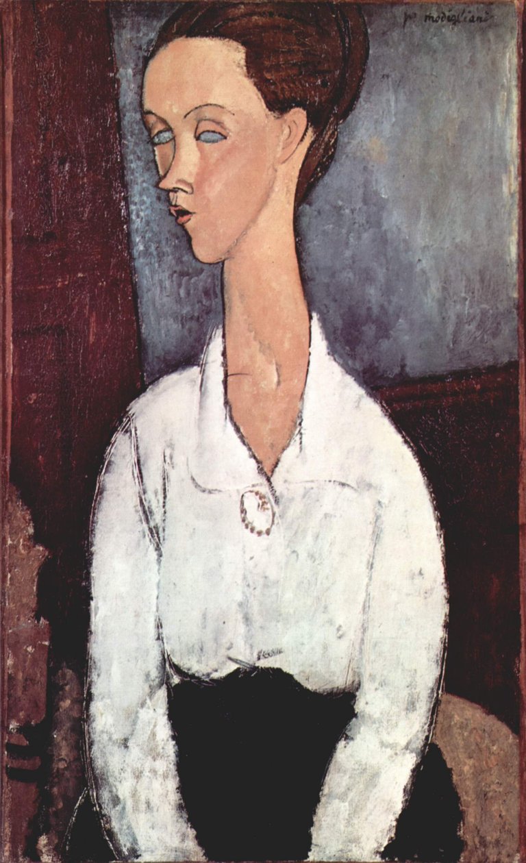 Ritratto di Lunia Czechowska con Blusa Bianca da Amedeo Modigliani