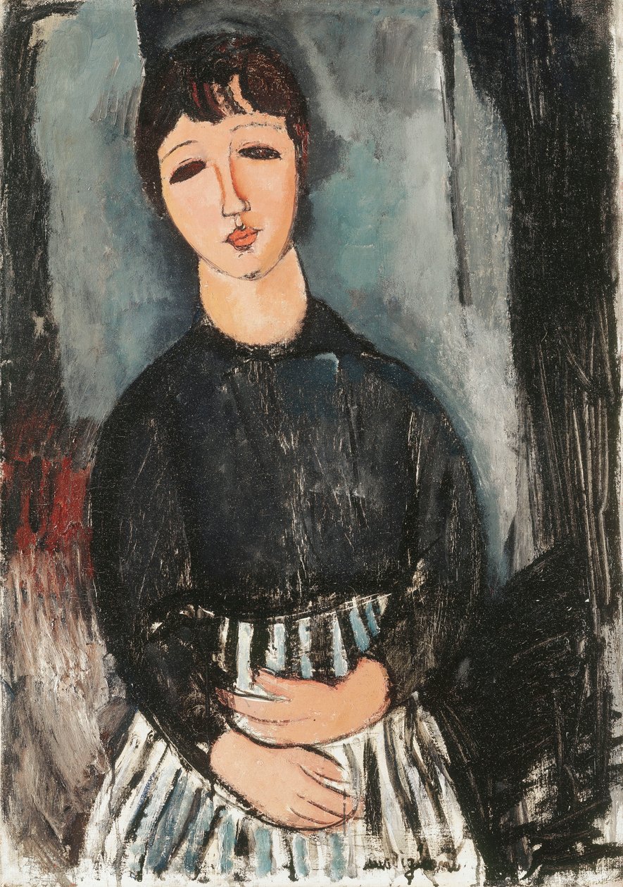 Un Servitore con un Grembiule a Righe da Amedeo Modigliani