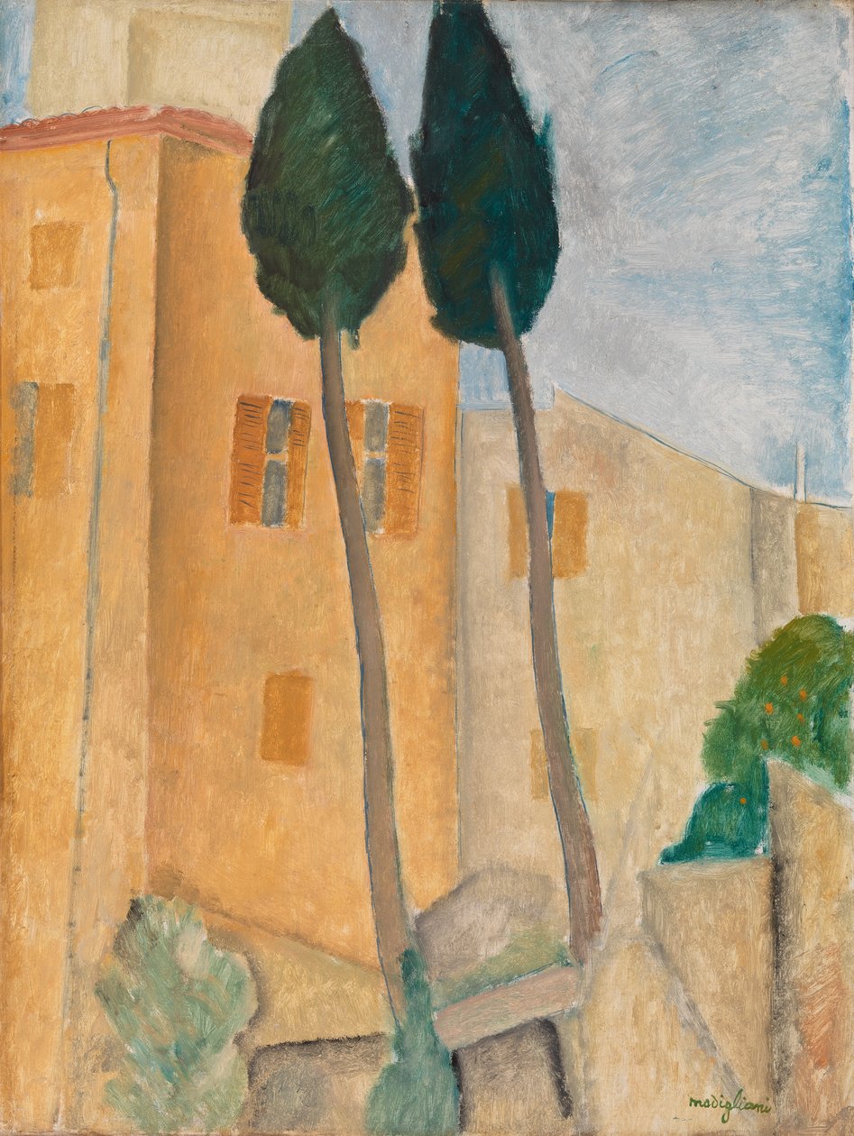 Cipressi e case a Cagnes da Amedeo Modigliani
