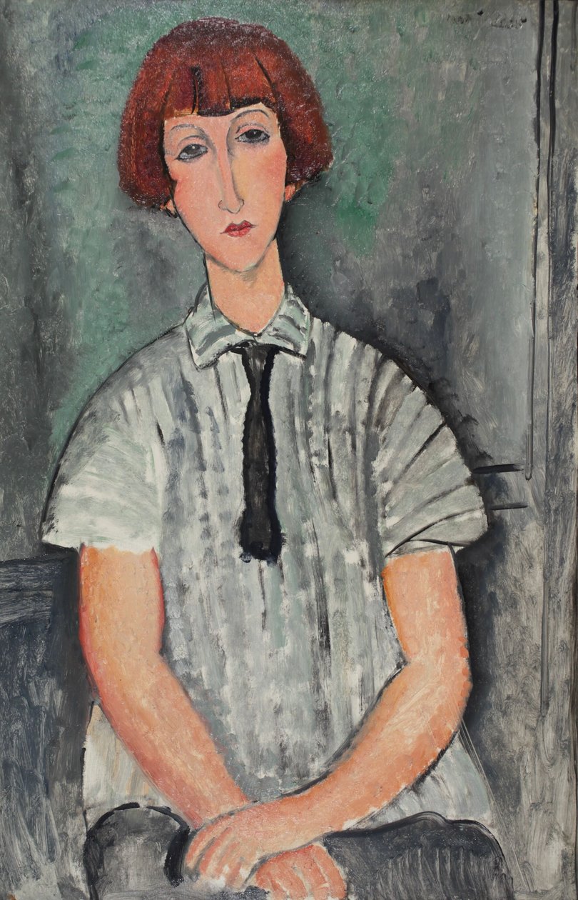 Francese:  Jeune Fille au corsage rayé Giovane ragazza con camicetta a righe da Amedeo Modigliani