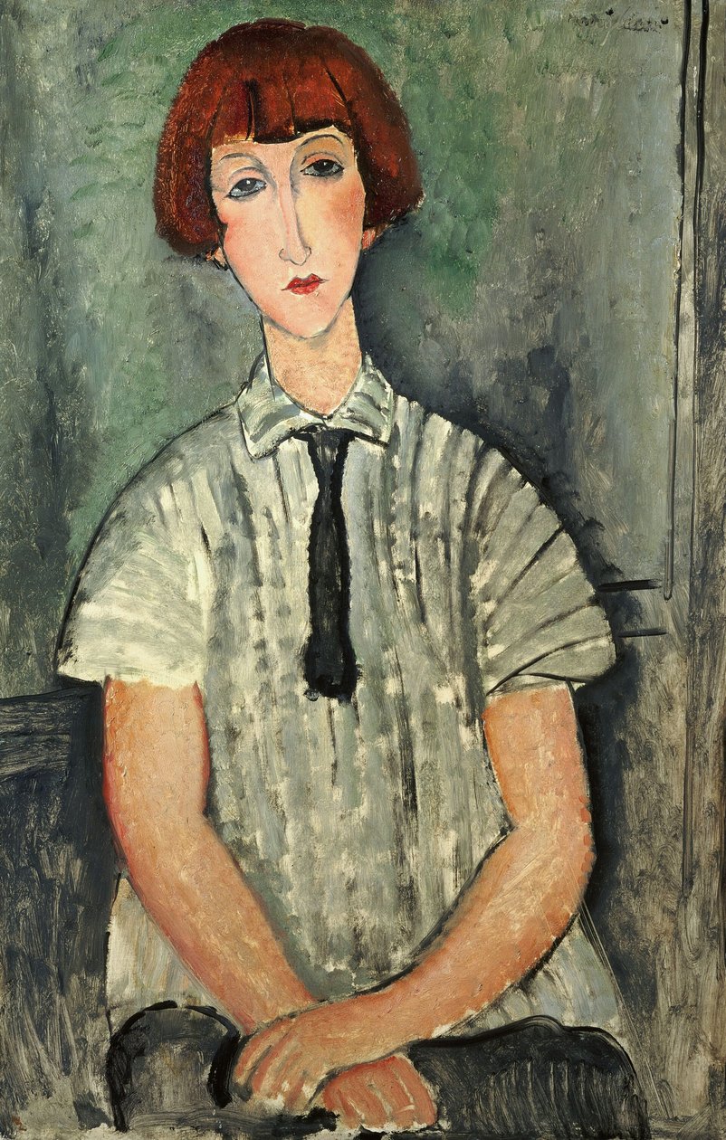 Francese:  Jeune Fille au corsage rayé Giovane ragazza con camicetta a righe da Amedeo Modigliani