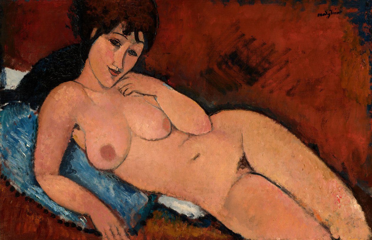 Nudo su un cuscino blu da Amedeo Modigliani