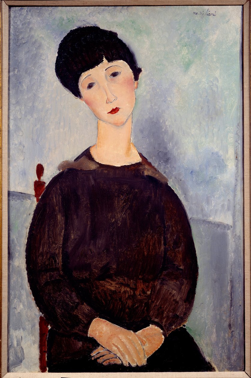Ritratto di una ragazza bruna seduta dipinto da Amedeo Modigliani da Amedeo Modigliani