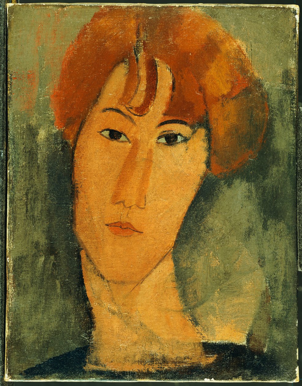 Giovane donna con capelli rossi che indossa un colletto da Amedeo Modigliani