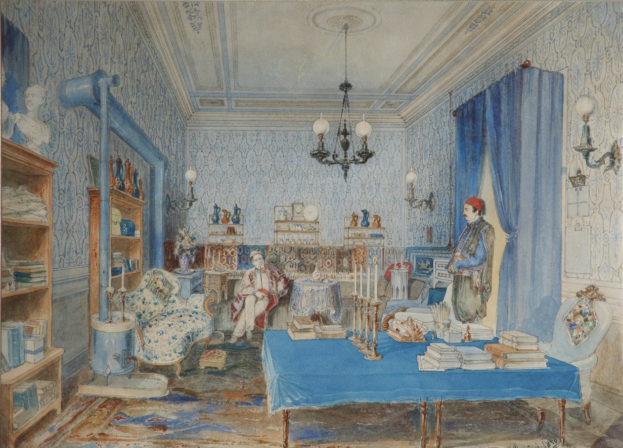 Principe Pavel Petrovich Vyazemsky nel suo studio a Costantinopoli, 1850 da Amedeo Preziosi
