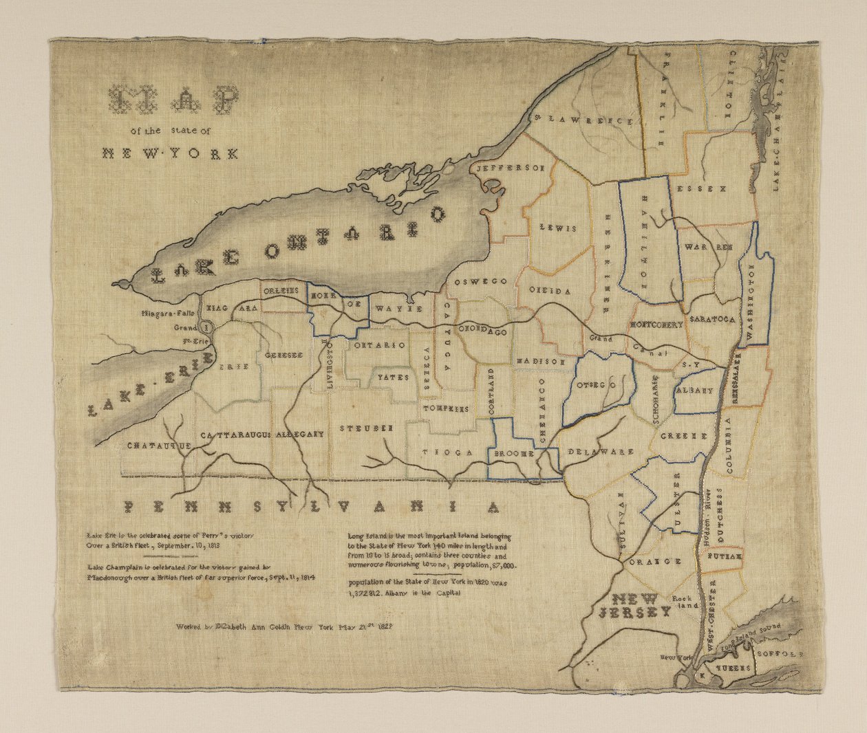 Mappa dello Stato di New York da American Elizabeth Ann Goldin