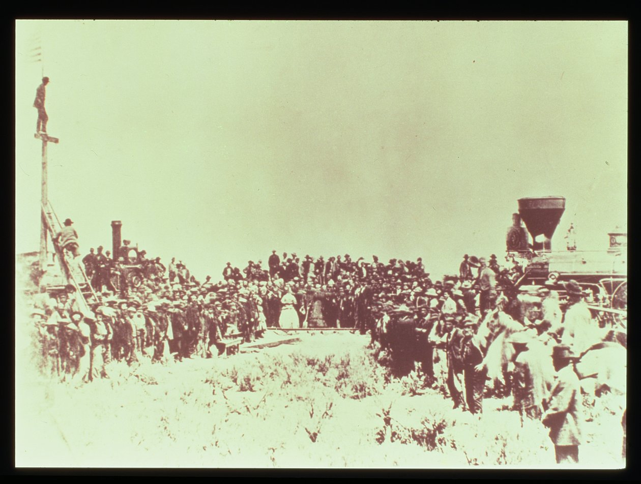Incontro delle Ferrovie Union Pacific e Central Pacific a Promontory Point, Omaha, 10 maggio 1869 da American Photographer