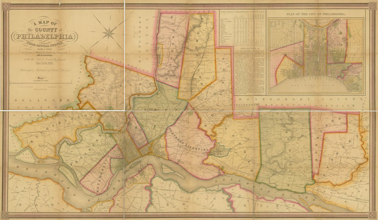 Mappa della Contea di Filadelfia, da Indagine Effettiva da American School