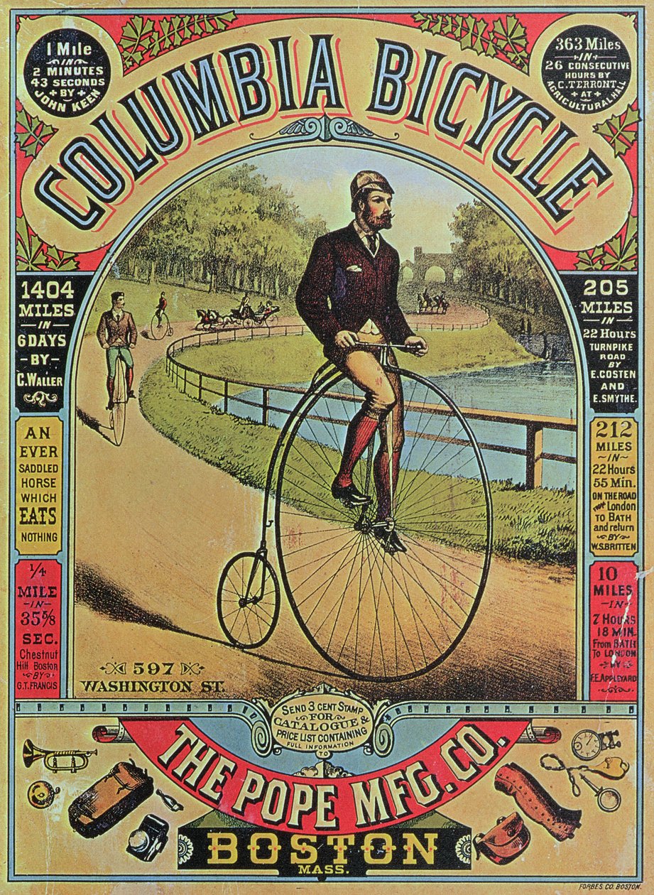 Pubblicità per la bicicletta Columbia della The Pope MFG Co., Boston da American School