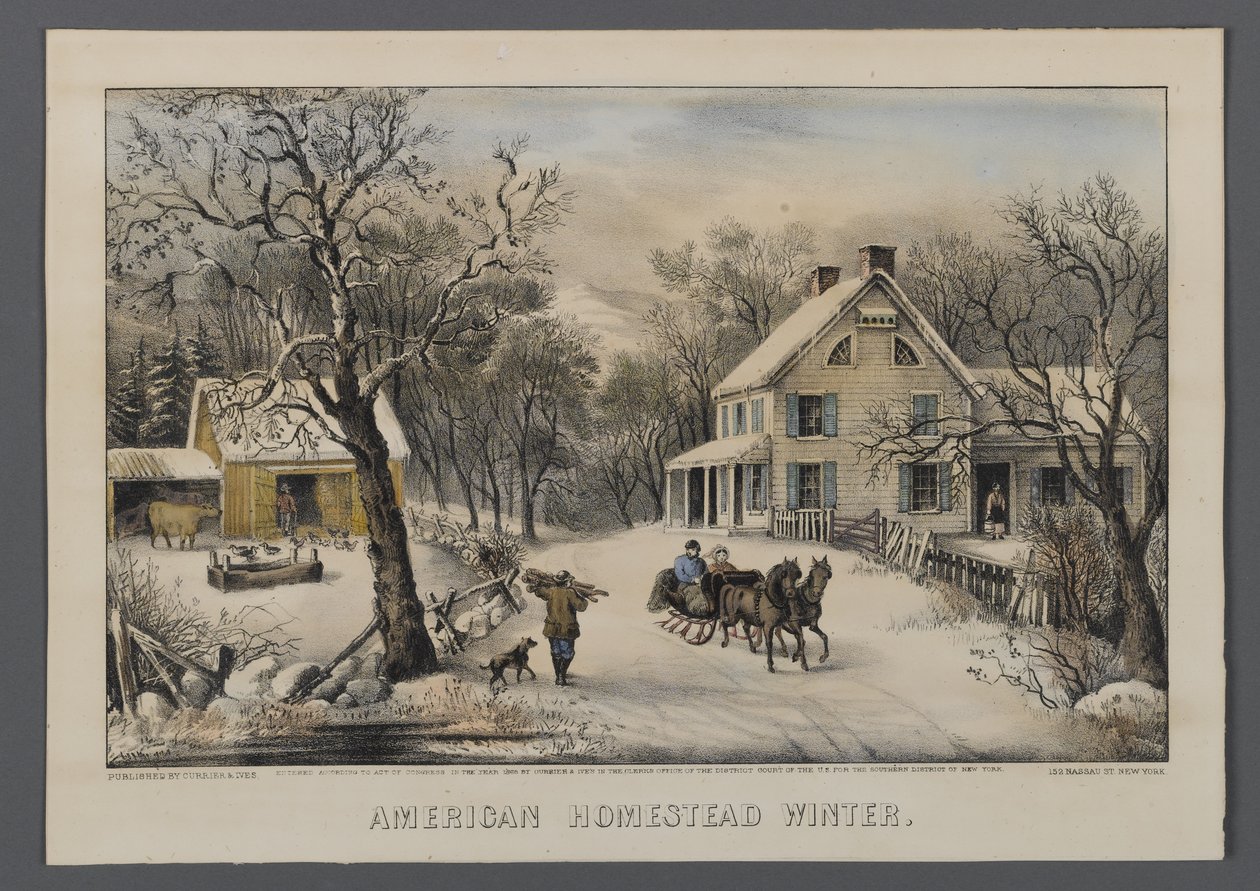 Fattoria americana in inverno, pubblicata da Currier & Ives, New York, 1868-69 da American School