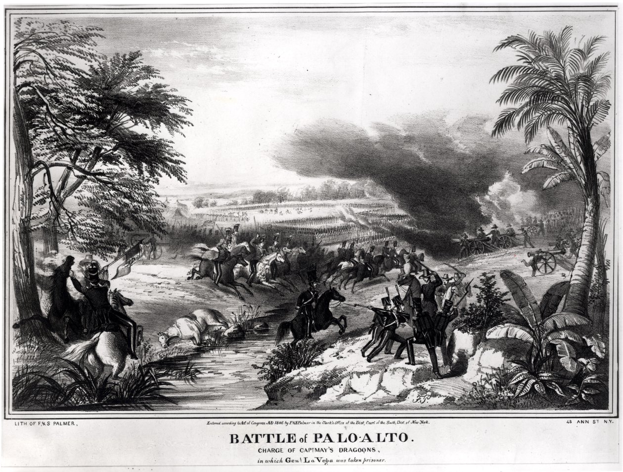 Battaglia di Palo Alto. Carica dei dragoni del capitano May in cui il generale La Vega fu fatto prigioniero, 8 maggio 1846 da American School