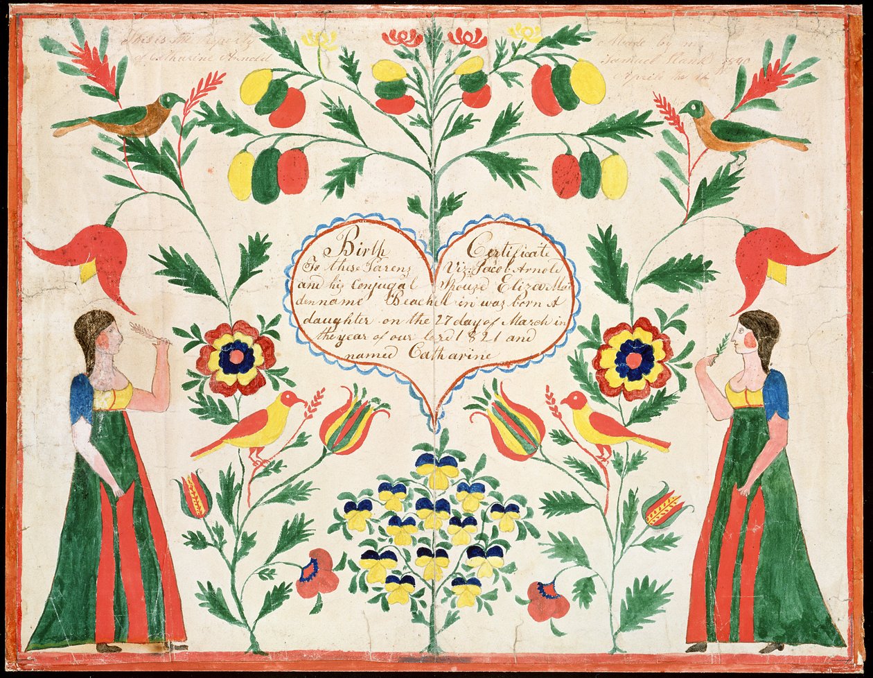 Certificato di nascita, 1821 da American School