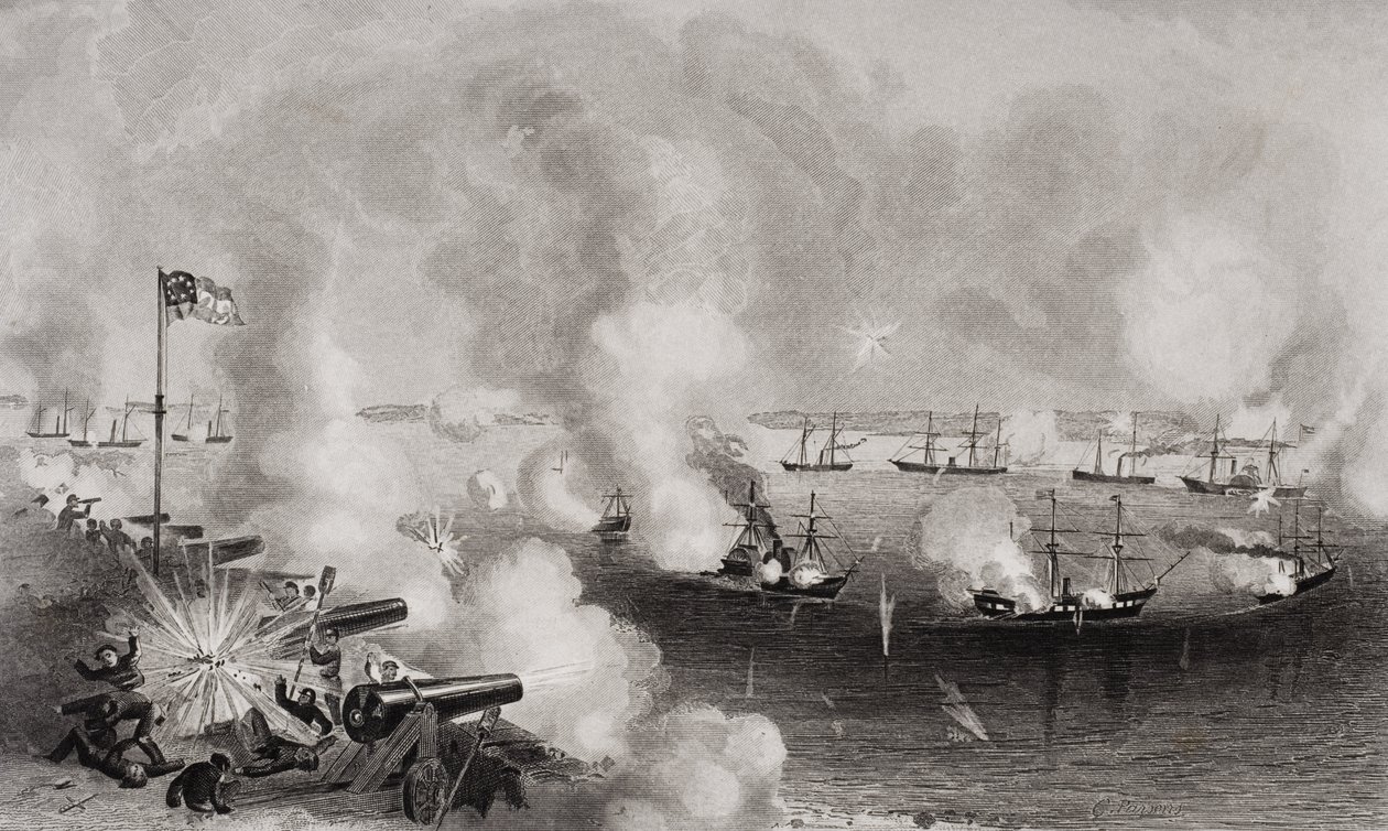 Bombardamento e cattura dei Forti Walker e Beauregard, Port Royal, Carolina del Sud, il 7 novembre 1861 da American School