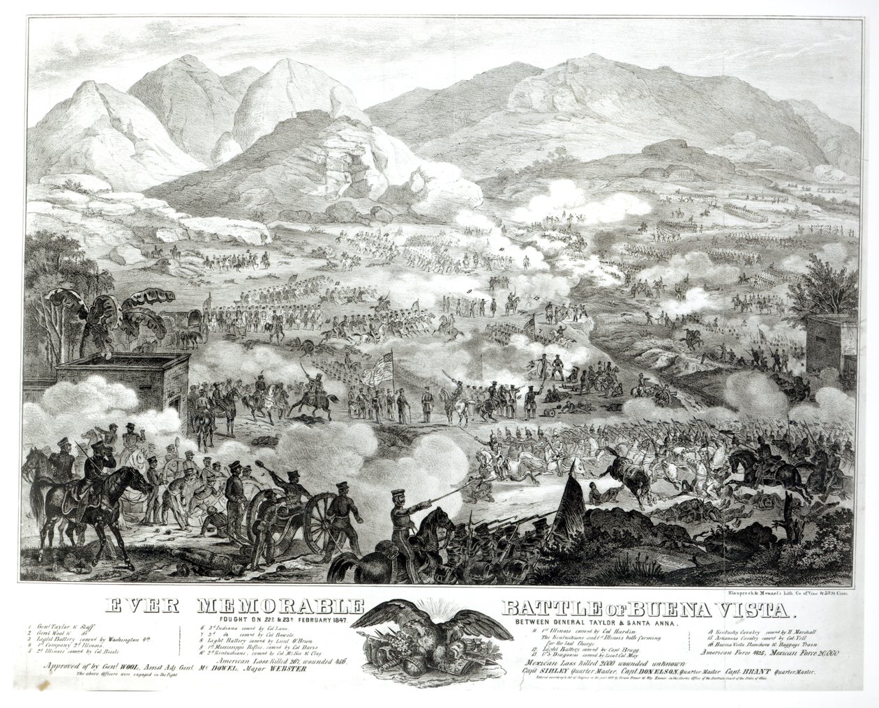 Battaglia memorabile di Buena Vista, combattuta il 22 e 23 febbraio 1847, tra il generale Taylor e Santa Anna da American School