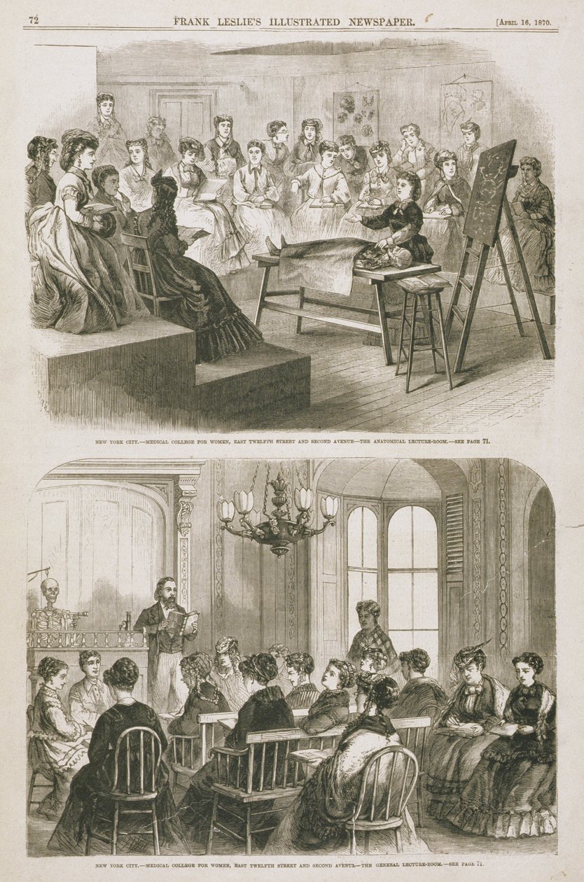 Studentesse di medicina che assistono a una lezione, 1870 da American School