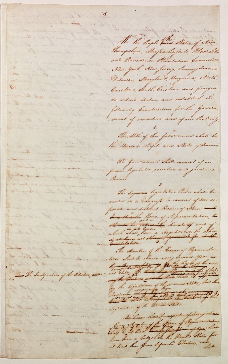 Prima bozza della Costituzione degli Stati Uniti, 1787 da American School