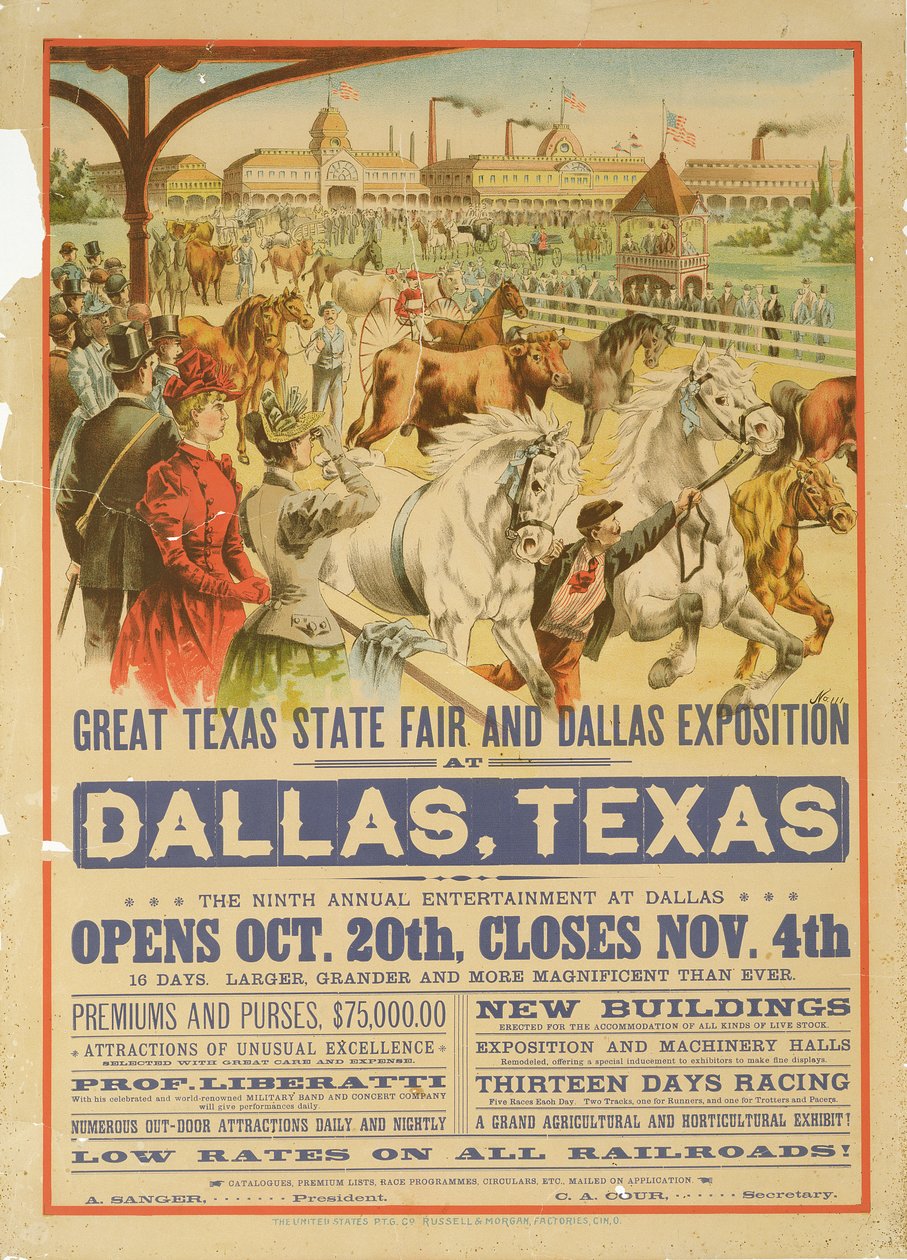 Grande Poster della Fiera di Stato del Texas, 1894 da American School