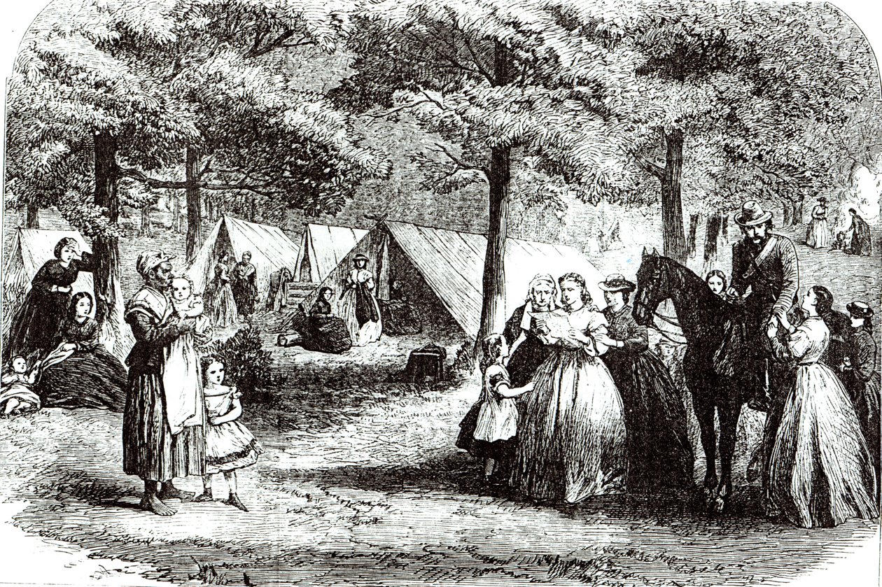 Rifugiati del sud accampati nei boschi vicino a Vicksburg, 1863 da American School