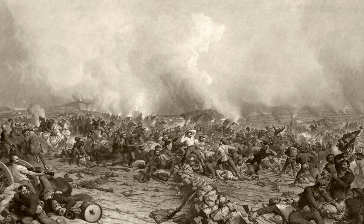 La battaglia di Gettysburg, da una stampa del XIX secolo incisa da John Sartain da American School
