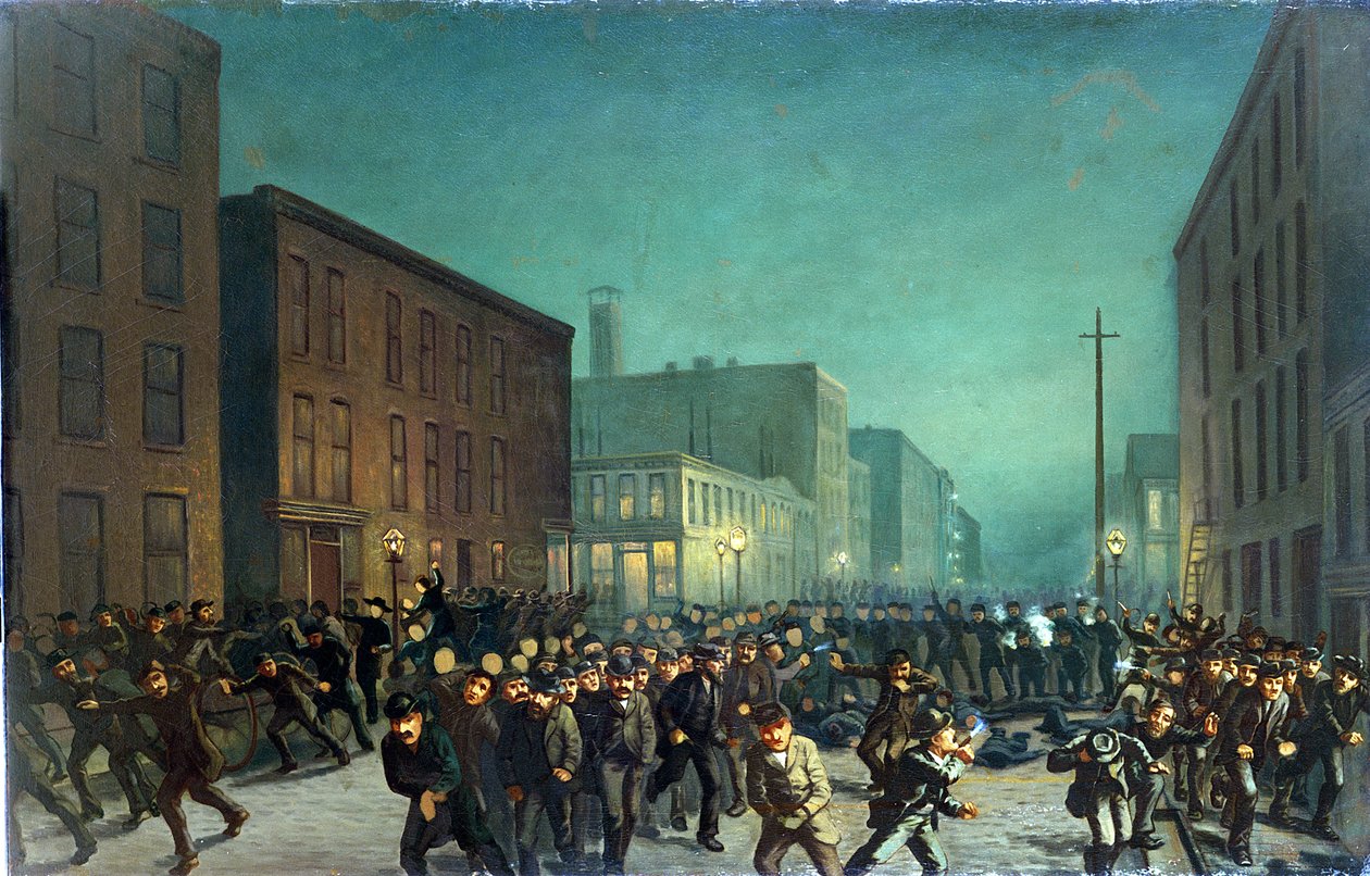 I disordini di Haymarket, Chicago 1 maggio 1866, c.1886 da American School