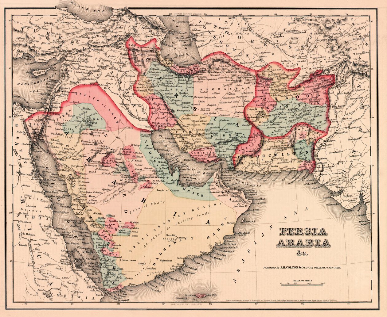 Il Medio Oriente a metà del XIX secolo, da Coltons General Atlas, edizione del 1857 da American School