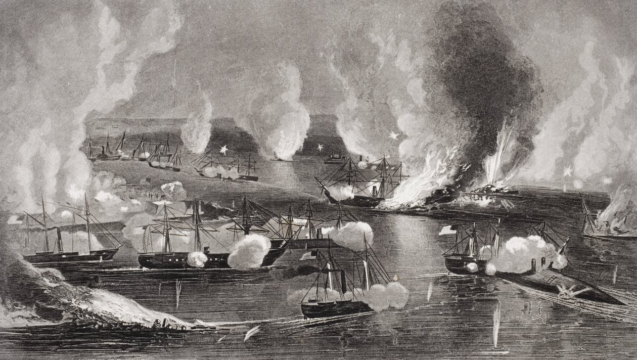 La cattura dei Forti Jackson e St. Philip durante la Guerra Civile Americana, Louisiana 1862 da American School