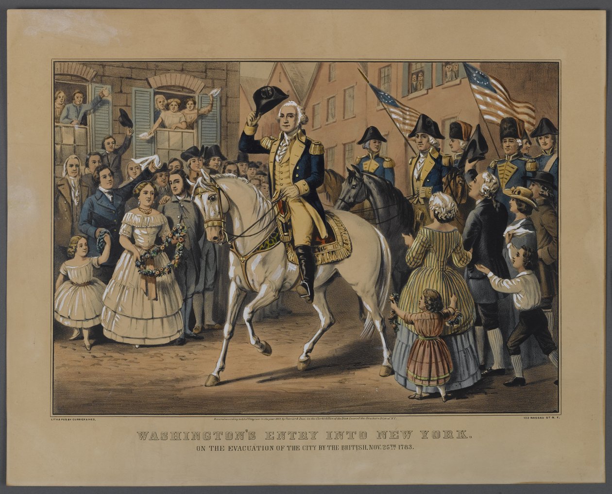 Ingresso di Washington a New York, pubblicato da Currier & Ives, New York, 1857 da American School