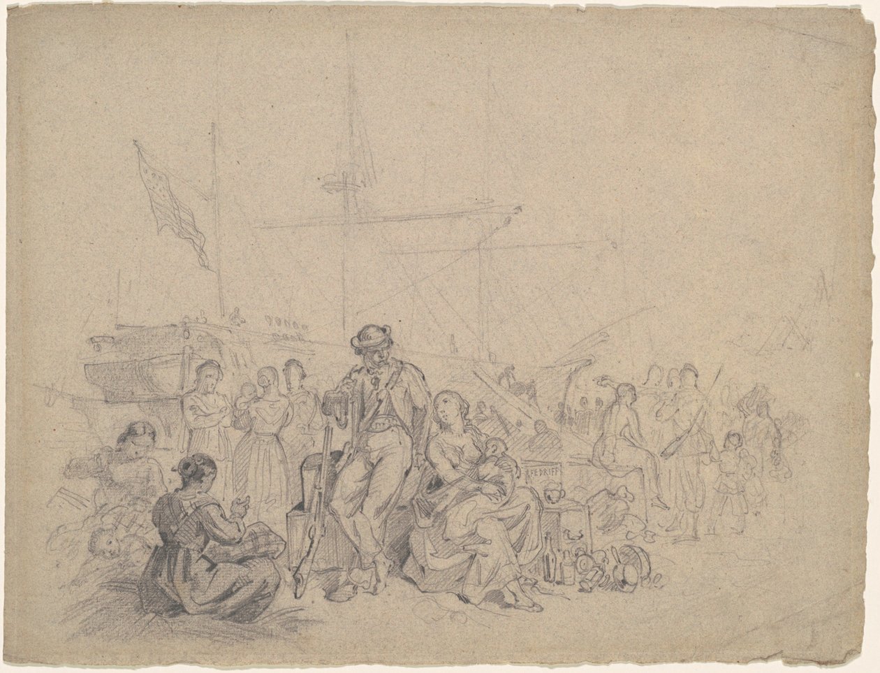 Scena sul molo da American 19th Century
