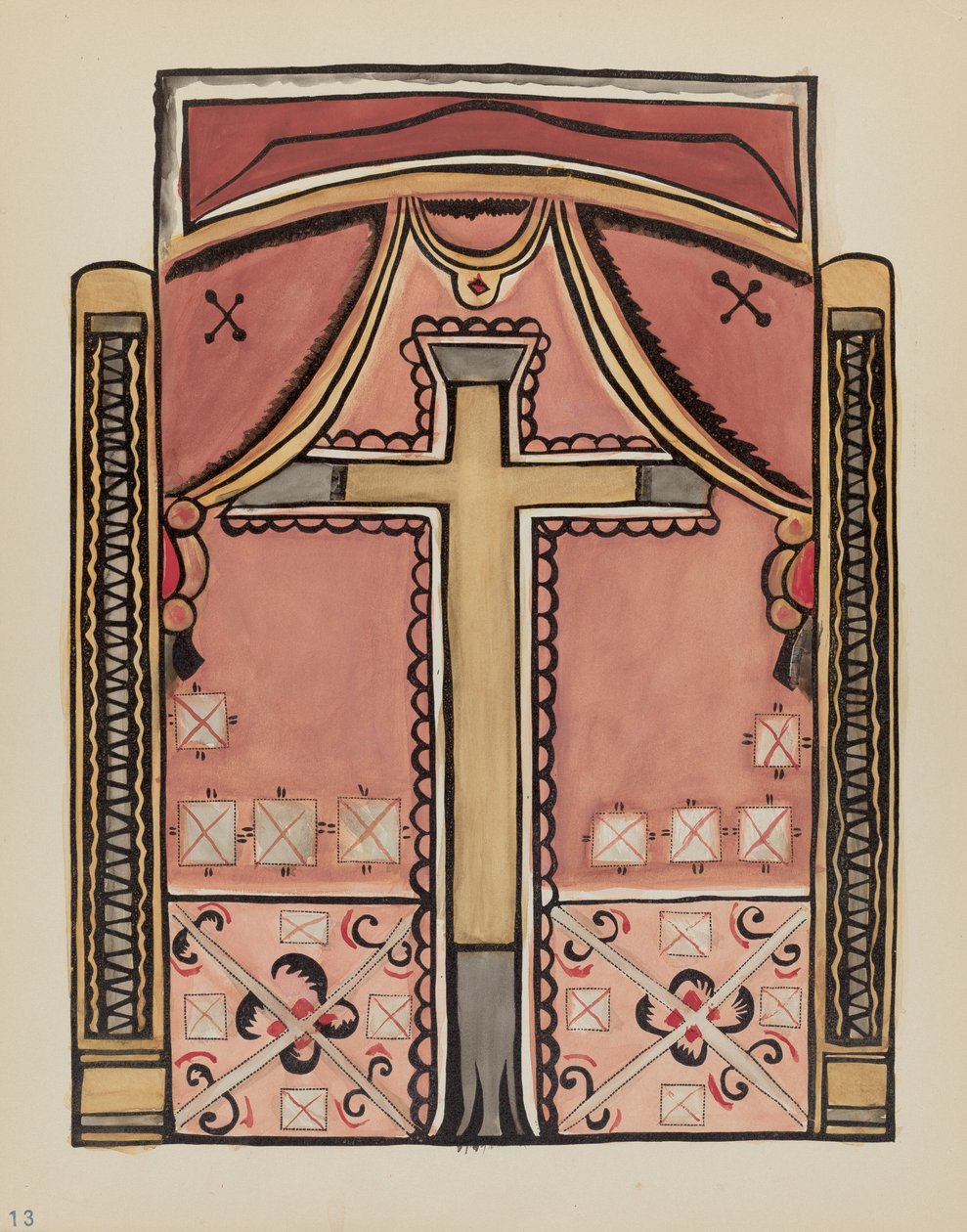 Tavola 13: Disegni con Croce, Chimayo: Dal Portfolio "Disegni Colonial Spagnoli del Nuovo Messico" da American 20th Century