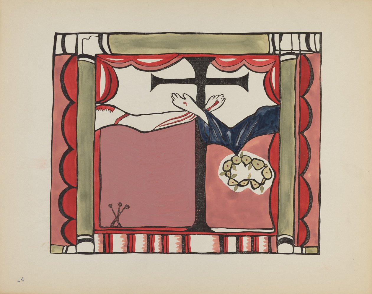Tavola 14: Altare maggiore, Chimayo: Dal portfolio "Disegni coloniali spagnoli del Nuovo Messico" da American 20th Century