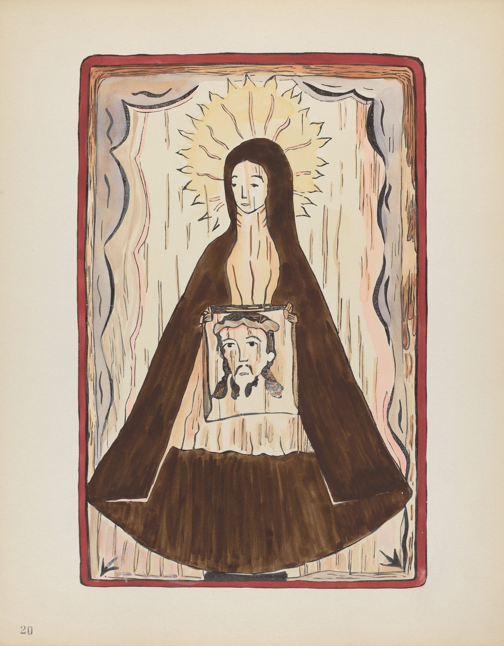 Piatto 20: Santa Veronica: dal portfolio "Disegni coloniali spagnoli del Nuovo Messico" da American 20th Century