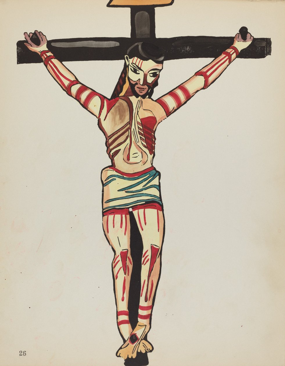 Piatto 26: Cristo crocifisso, Taos: dal portfolio "Disegni coloniali spagnoli del Nuovo Messico" da American 20th Century